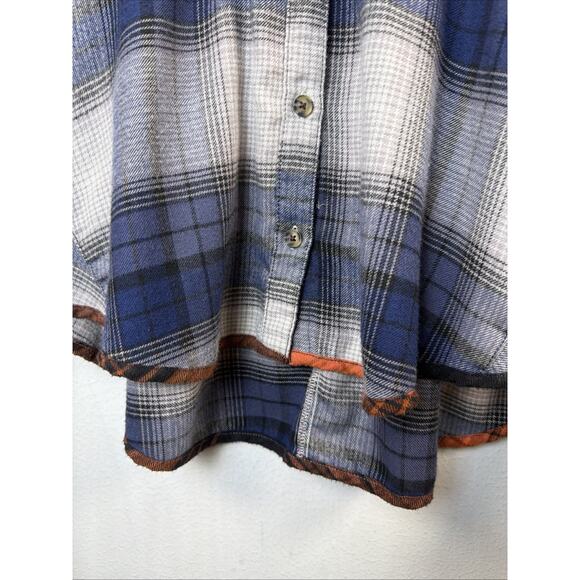BDG blue plaid cropped flannel shirt oversized streetwear y2k bohemian medium - Picture 5 of 14